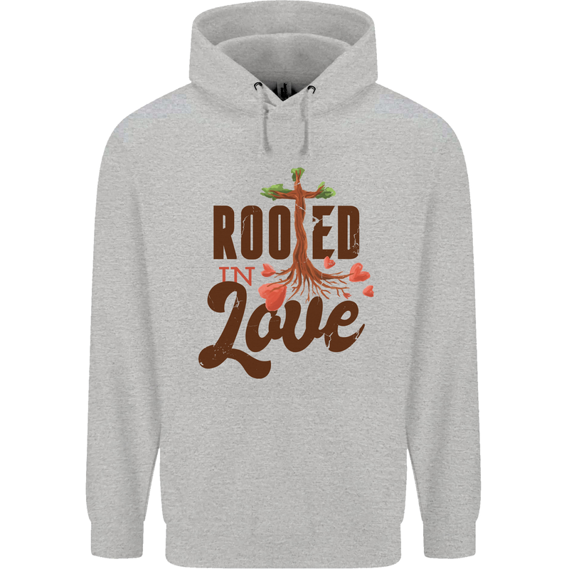 Christian Rooted in Love Christianity Jesus Mens 80% Cotton Hoodie Sports Grey