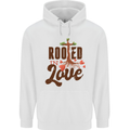 Christian Rooted in Love Christianity Jesus Mens 80% Cotton Hoodie White
