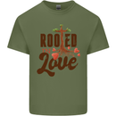 Christian Rooted in Love Christianity Jesus Mens Cotton T-Shirt Tee Top Military Green