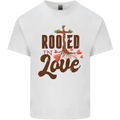 Christian Rooted in Love Christianity Jesus Mens Cotton T-Shirt Tee Top White