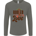 Christian Rooted in Love Christianity Jesus Mens Long Sleeve T-Shirt Charcoal