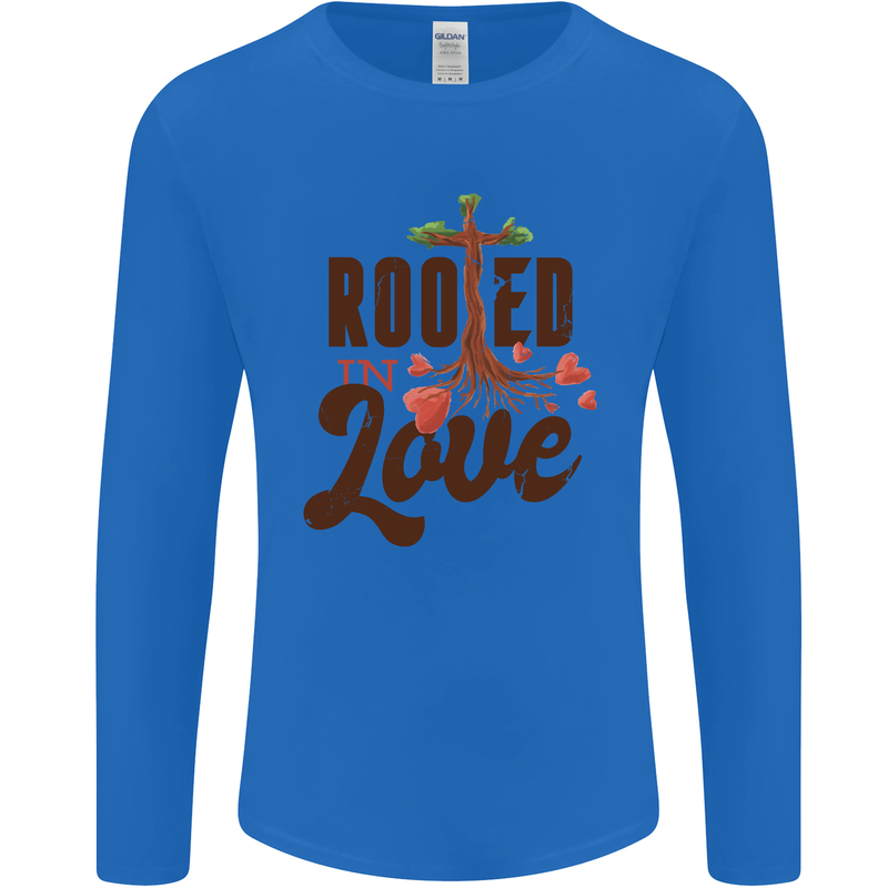 Christian Rooted in Love Christianity Jesus Mens Long Sleeve T-Shirt Royal Blue
