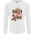 Christian Rooted in Love Christianity Jesus Mens Long Sleeve T-Shirt White