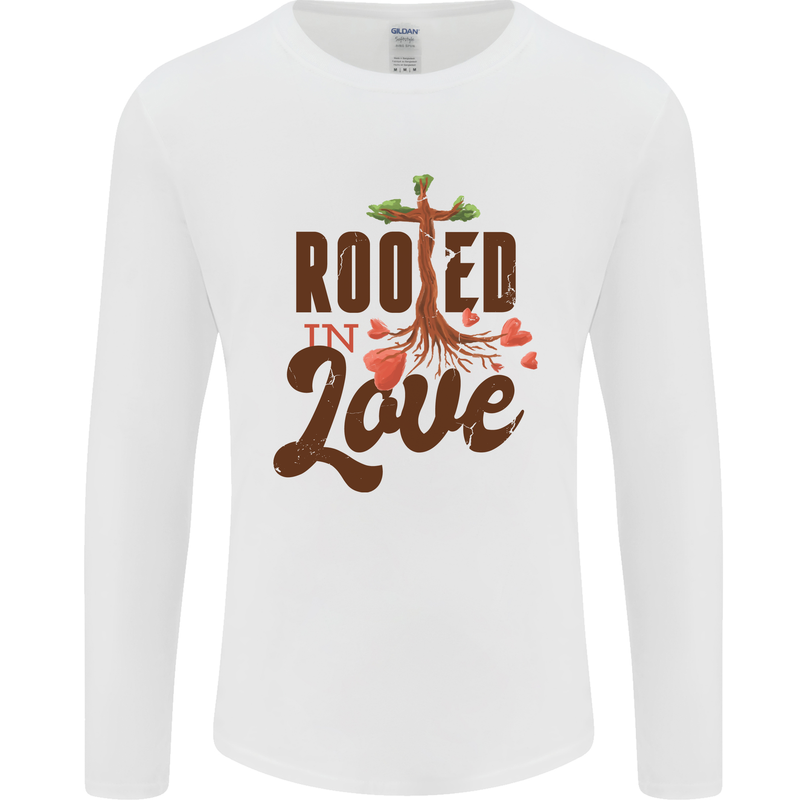 Christian Rooted in Love Christianity Jesus Mens Long Sleeve T-Shirt White
