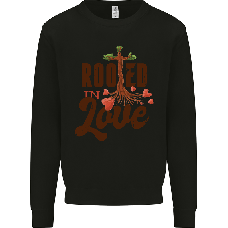 Christian Rooted in Love Christianity Jesus Mens Sweatshirt Jumper Black