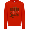 Christian Rooted in Love Christianity Jesus Mens Sweatshirt Jumper Bright Red