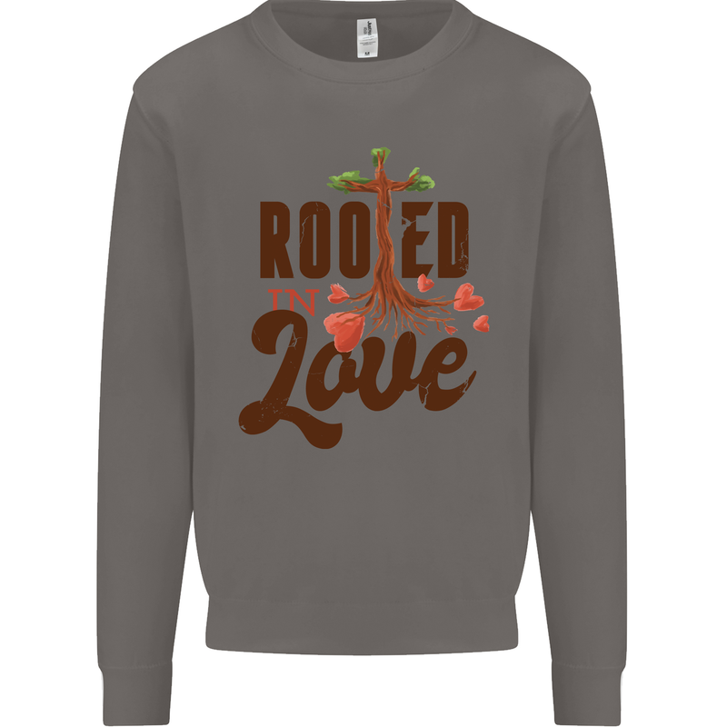 Christian Rooted in Love Christianity Jesus Mens Sweatshirt Jumper Charcoal