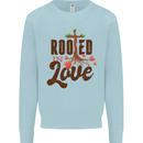 Christian Rooted in Love Christianity Jesus Mens Sweatshirt Jumper Light Blue