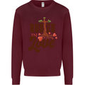 Christian Rooted in Love Christianity Jesus Mens Sweatshirt Jumper Maroon