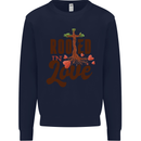 Christian Rooted in Love Christianity Jesus Mens Sweatshirt Jumper Navy Blue