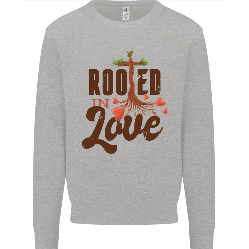 Christian Rooted in Love Christianity Jesus Mens Sweatshirt Jumper Sports Grey