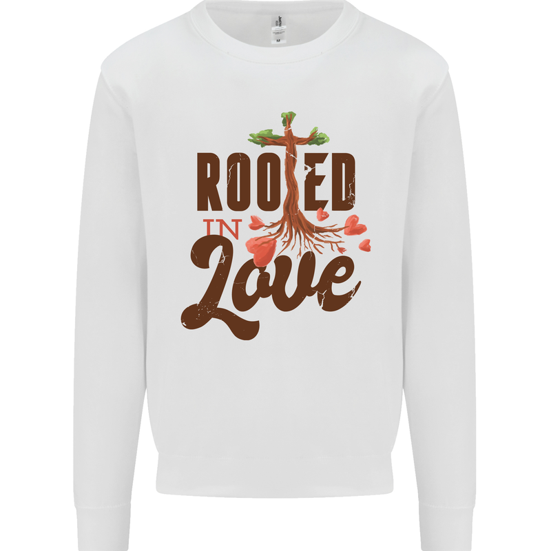 Christian Rooted in Love Christianity Jesus Mens Sweatshirt Jumper White