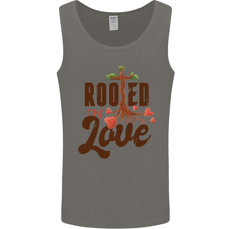 Christian Rooted in Love Christianity Jesus Mens Vest Tank Top Charcoal