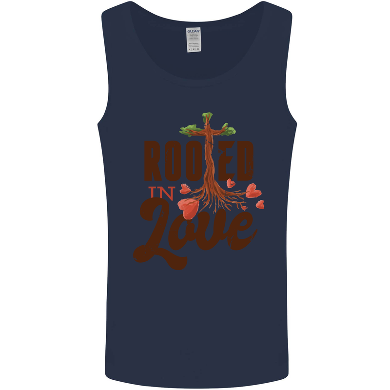 Christian Rooted in Love Christianity Jesus Mens Vest Tank Top Navy Blue