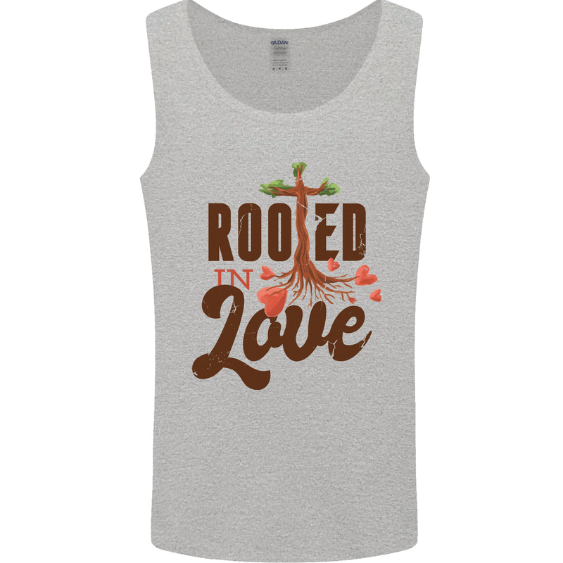 Christian Rooted in Love Christianity Jesus Mens Vest Tank Top Sports Grey
