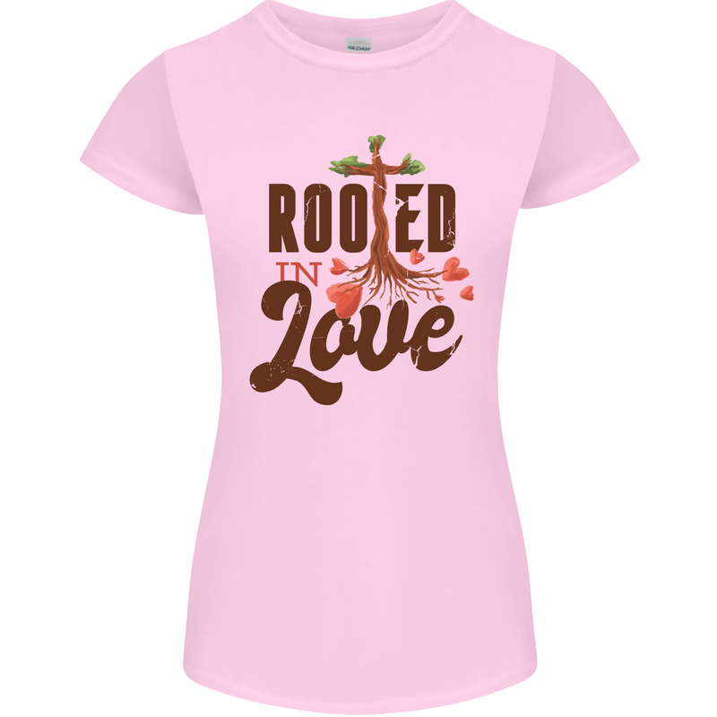 Christian Rooted in Love Christianity Jesus Womens Petite Cut T-Shirt Light Pink