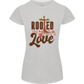 Christian Rooted in Love Christianity Jesus Womens Petite Cut T-Shirt Sports Grey