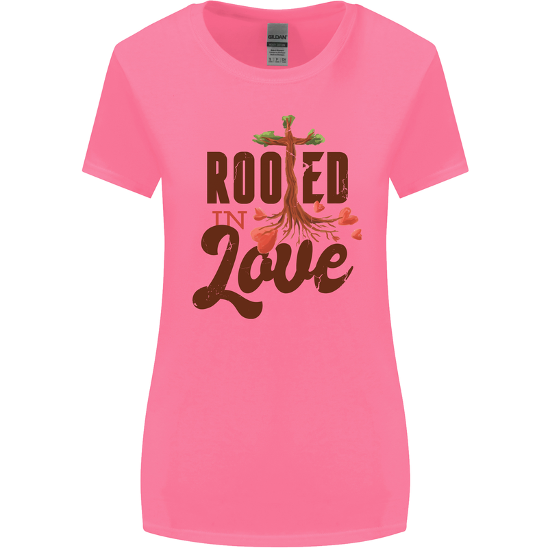 Christian Rooted in Love Christianity Jesus Womens Wider Cut T-Shirt Azalea