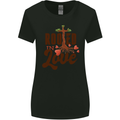 Christian Rooted in Love Christianity Jesus Womens Wider Cut T-Shirt Black