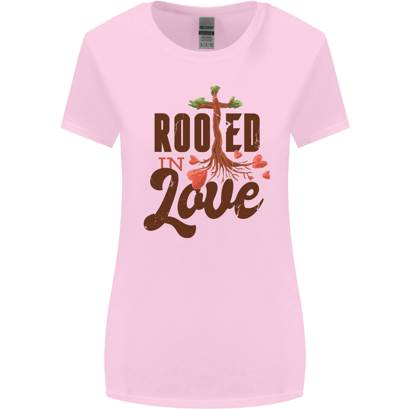 Christian Rooted in Love Christianity Jesus Womens Wider Cut T-Shirt Light Pink