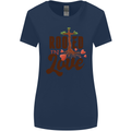 Christian Rooted in Love Christianity Jesus Womens Wider Cut T-Shirt Navy Blue