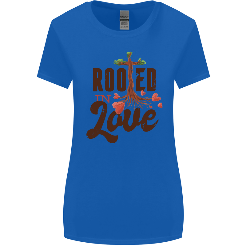 Christian Rooted in Love Christianity Jesus Womens Wider Cut T-Shirt Royal Blue