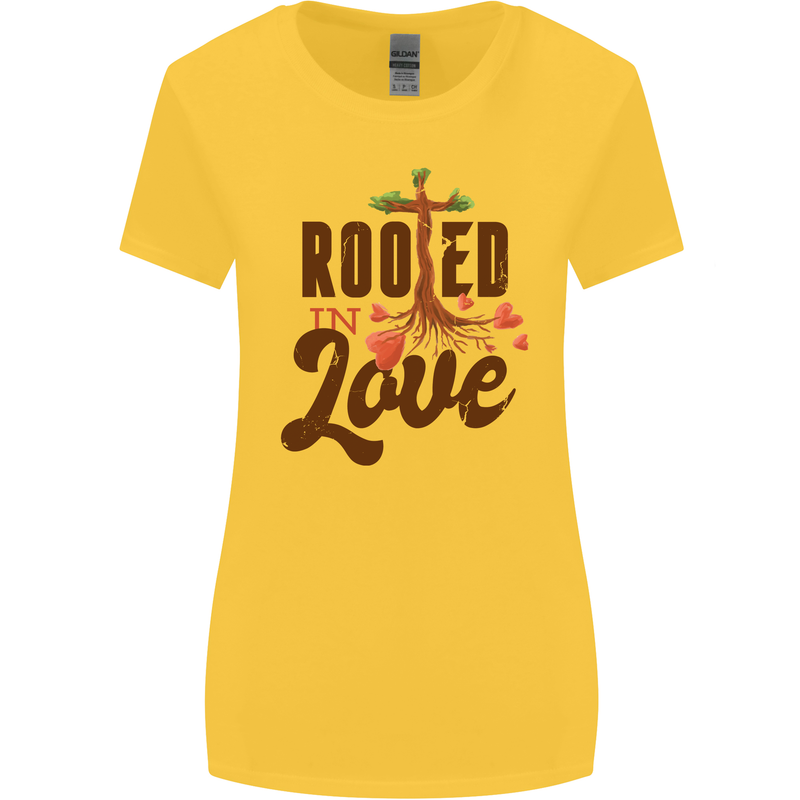 Christian Rooted in Love Christianity Jesus Womens Wider Cut T-Shirt Yellow