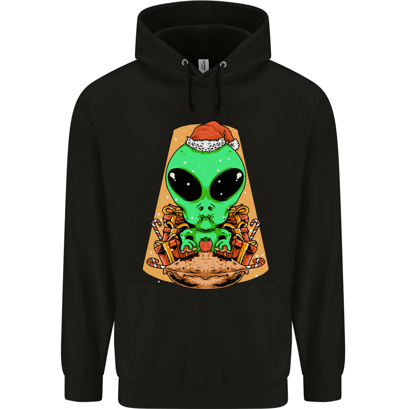 Christmas Alien UFO Santa Space Ship Funny Childrens Kids Hoodie Black