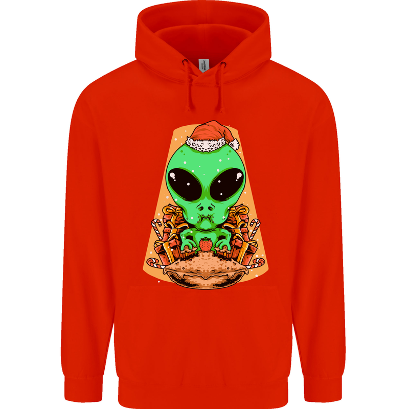Christmas Alien UFO Santa Space Ship Funny Childrens Kids Hoodie Bright Red
