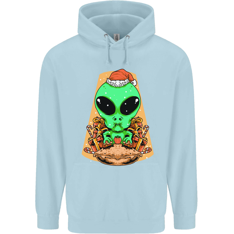 Christmas Alien UFO Santa Space Ship Funny Childrens Kids Hoodie Light Blue