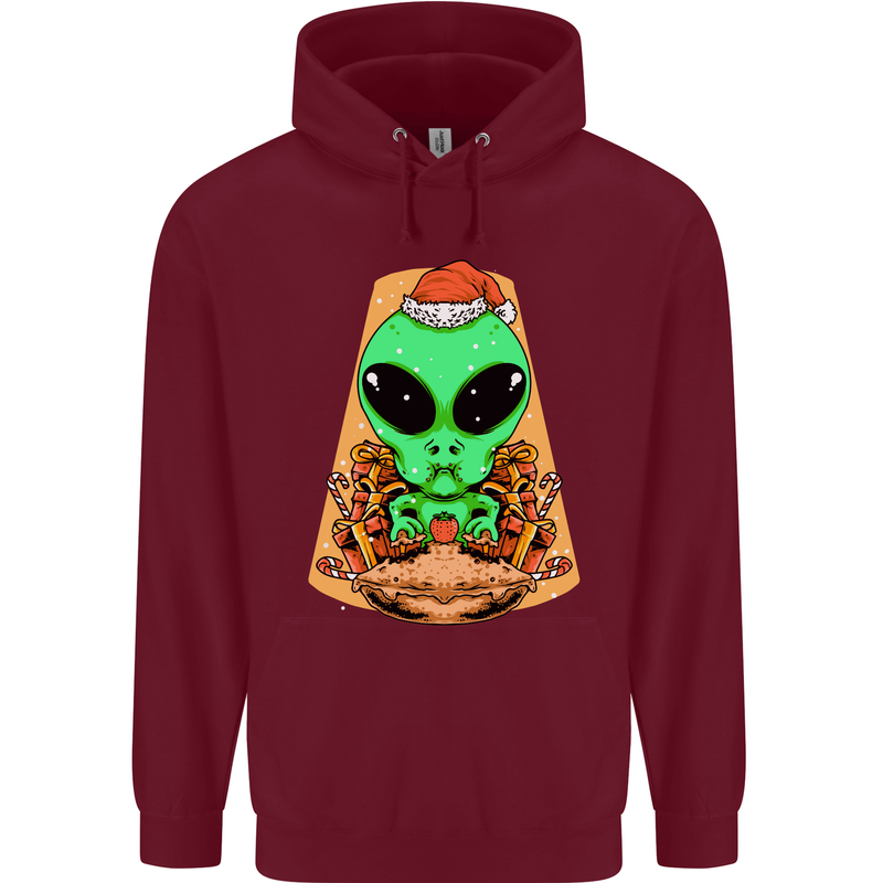 Christmas Alien UFO Santa Space Ship Funny Childrens Kids Hoodie Maroon