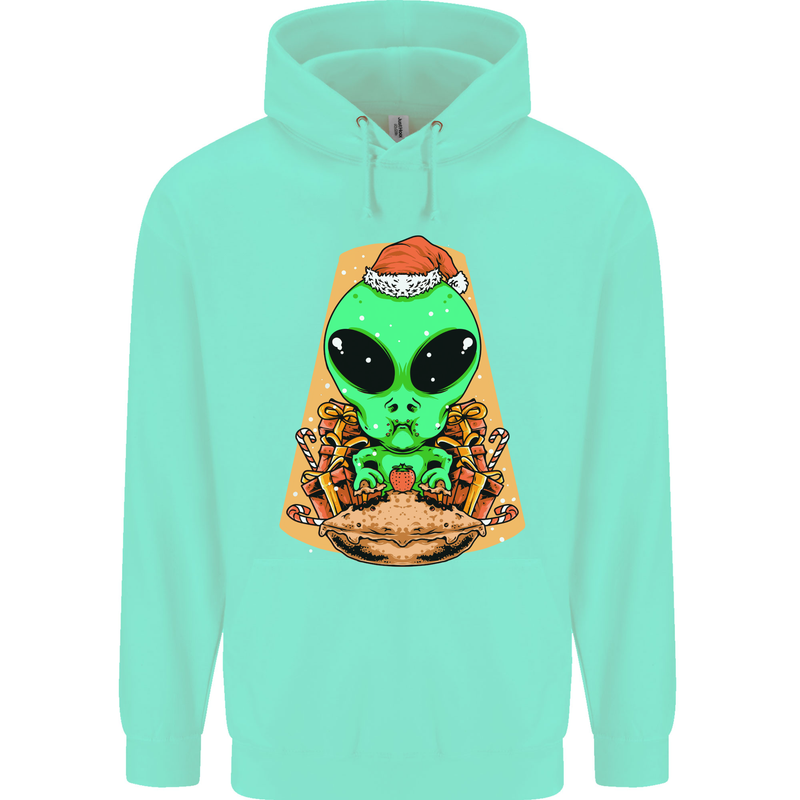 Christmas Alien UFO Santa Space Ship Funny Childrens Kids Hoodie Peppermint