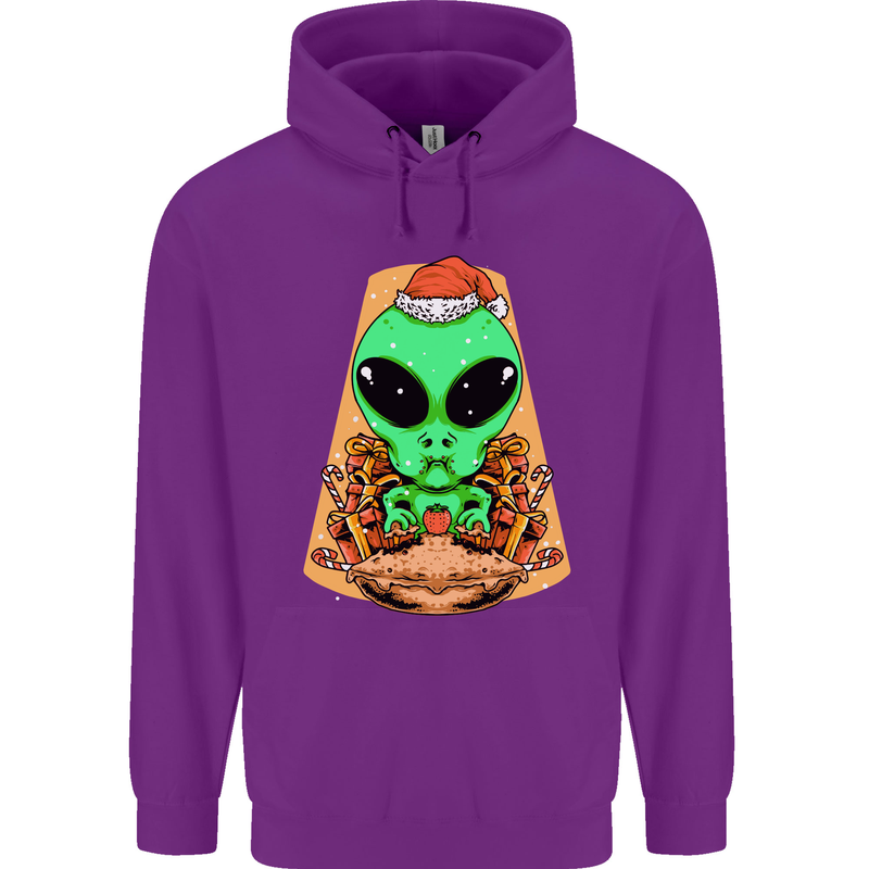 Christmas Alien UFO Santa Space Ship Funny Childrens Kids Hoodie Purple