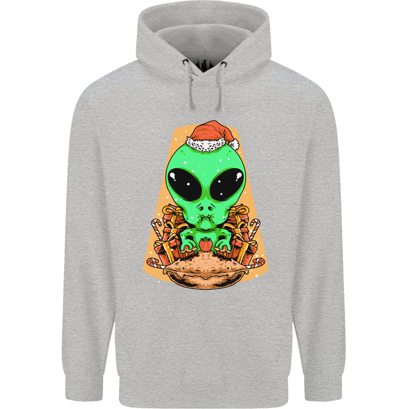 Christmas Alien UFO Santa Space Ship Funny Childrens Kids Hoodie Sports Grey