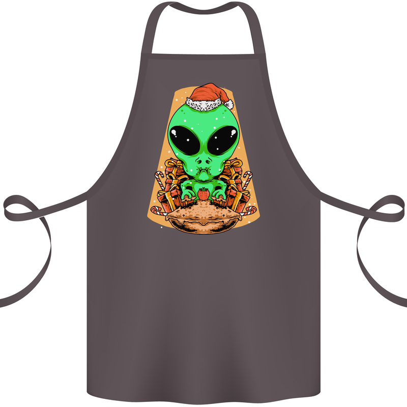 Christmas Alien UFO Santa Space Ship Funny Cotton Apron 100% Organic Dark Grey