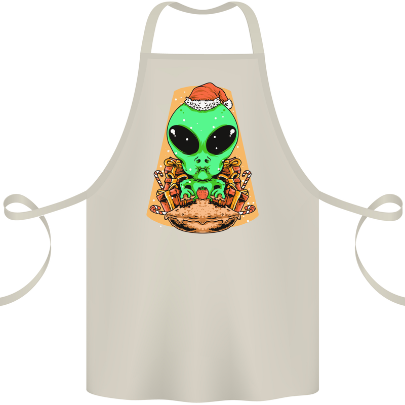 Christmas Alien UFO Santa Space Ship Funny Cotton Apron 100% Organic Natural