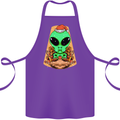 Christmas Alien UFO Santa Space Ship Funny Cotton Apron 100% Organic Purple