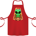Christmas Alien UFO Santa Space Ship Funny Cotton Apron 100% Organic Red