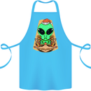 Christmas Alien UFO Santa Space Ship Funny Cotton Apron 100% Organic Turquoise