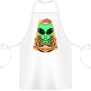 Christmas Alien UFO Santa Space Ship Funny Cotton Apron 100% Organic White