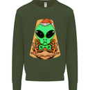 Christmas Alien UFO Santa Space Ship Funny Kids Sweatshirt Jumper Forest Green