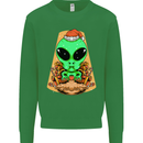 Christmas Alien UFO Santa Space Ship Funny Kids Sweatshirt Jumper Irish Green