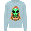 Christmas Alien UFO Santa Space Ship Funny Kids Sweatshirt Jumper Light Blue