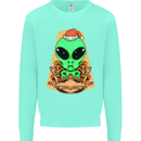 Christmas Alien UFO Santa Space Ship Funny Kids Sweatshirt Jumper Peppermint