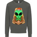 Christmas Alien UFO Santa Space Ship Funny Kids Sweatshirt Jumper Storm Grey