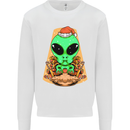 Christmas Alien UFO Santa Space Ship Funny Kids Sweatshirt Jumper White