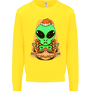 Christmas Alien UFO Santa Space Ship Funny Kids Sweatshirt Jumper Yellow