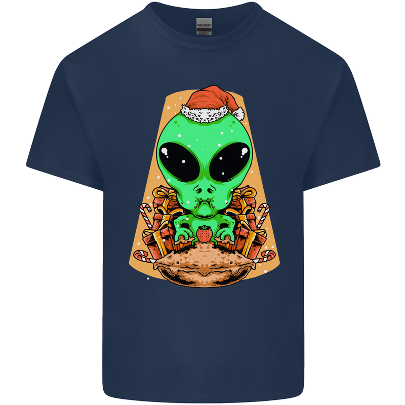 Christmas Alien UFO Santa Space Ship Funny Kids T-Shirt Childrens Navy Blue