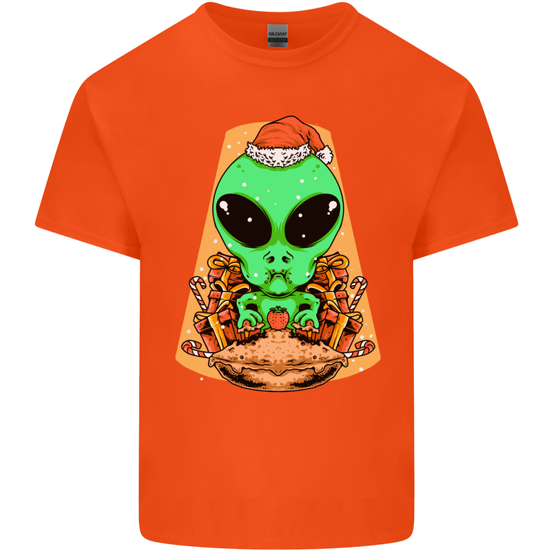 Christmas Alien UFO Santa Space Ship Funny Kids T-Shirt Childrens Orange