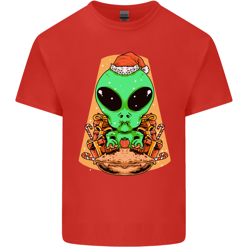 Christmas Alien UFO Santa Space Ship Funny Kids T-Shirt Childrens Red